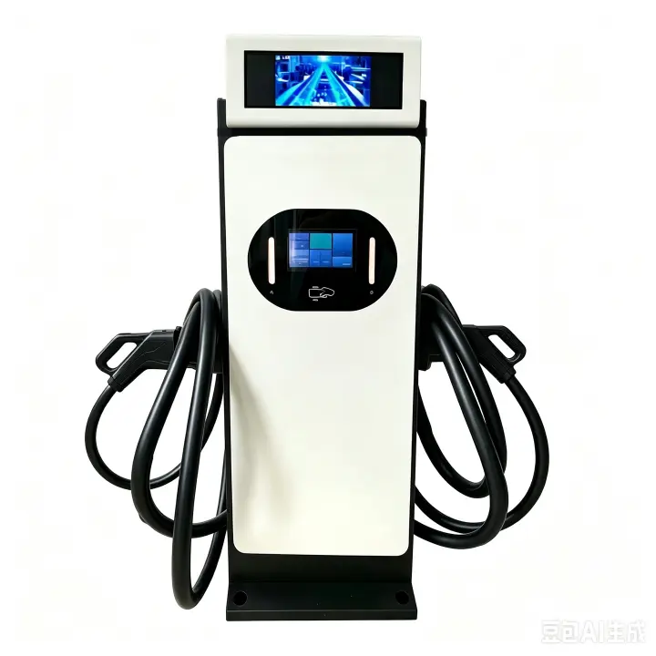 80kW white advertising-screen dual-gun DC charger