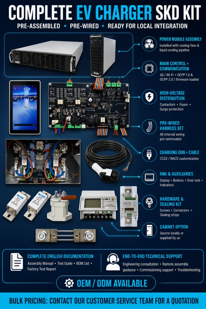 EV charger SKD kit and technical output components